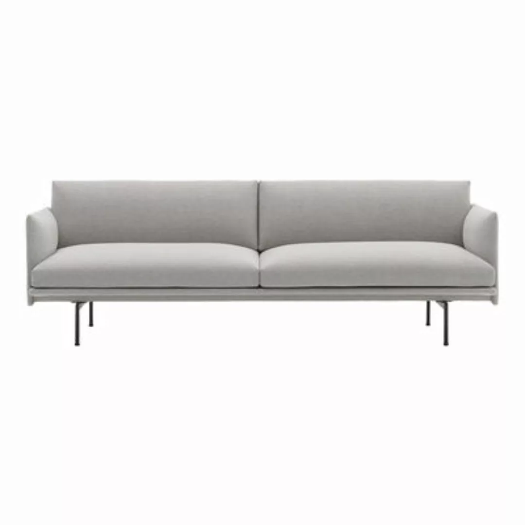 Sofa Outline textil grau / 3-Sitzer - L 220 cm - Muuto - Grau günstig online kaufen