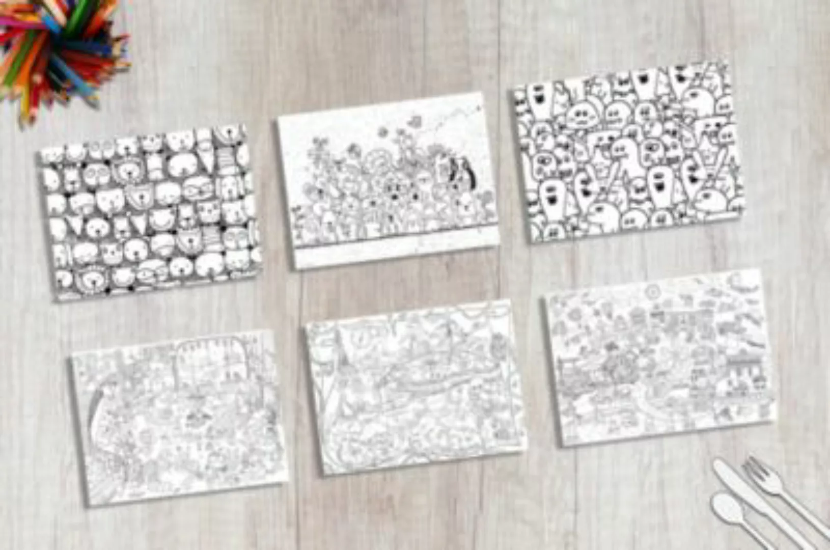 tischsetmacher Tischset Platzsets - Wimmelbild-Set zum Ausmalen - 12 Stück günstig online kaufen