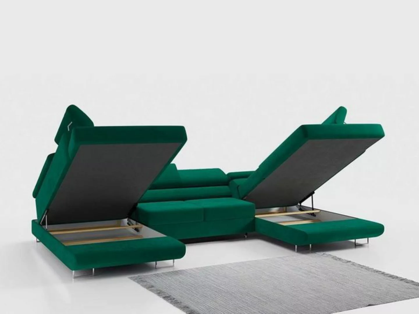 DB-Möbel Ecksofa "Venom" U-Form Couch mit Schlaffunktion, Wohnzimmer. günstig online kaufen