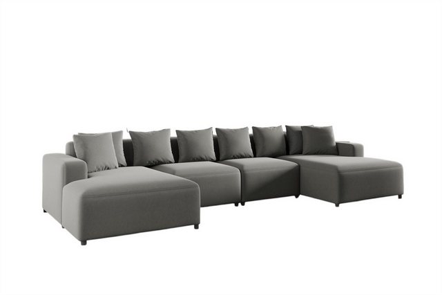 Fun Möbel Wohnlandschaft Sofa U-Form MEGAN in Stoff Salvador, Rücken echt b günstig online kaufen