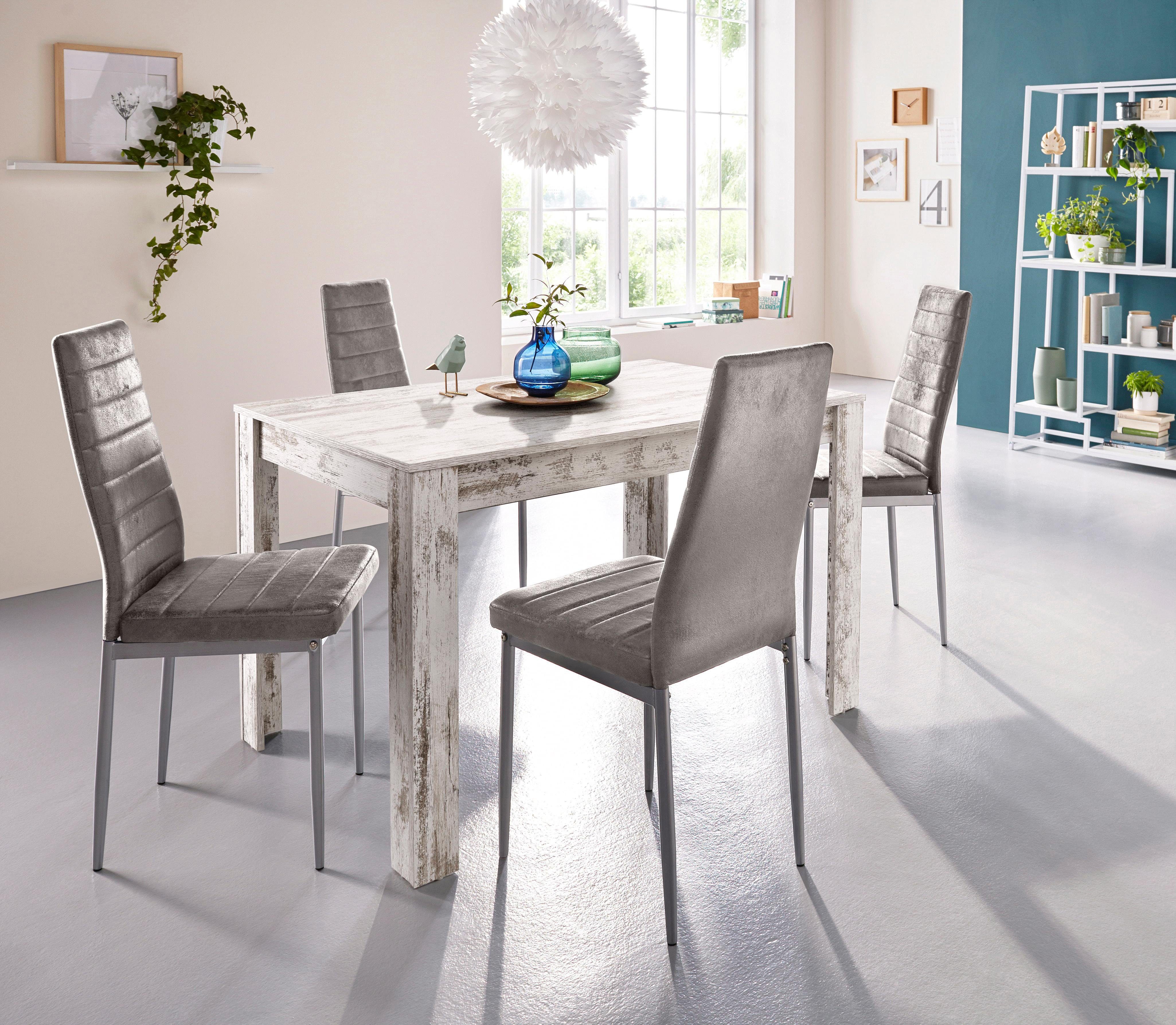 INOSIGN Essgruppe "mit Tisch und 4 Stühlen", (Set, 5 tlg.), Tischbreite 120 günstig online kaufen