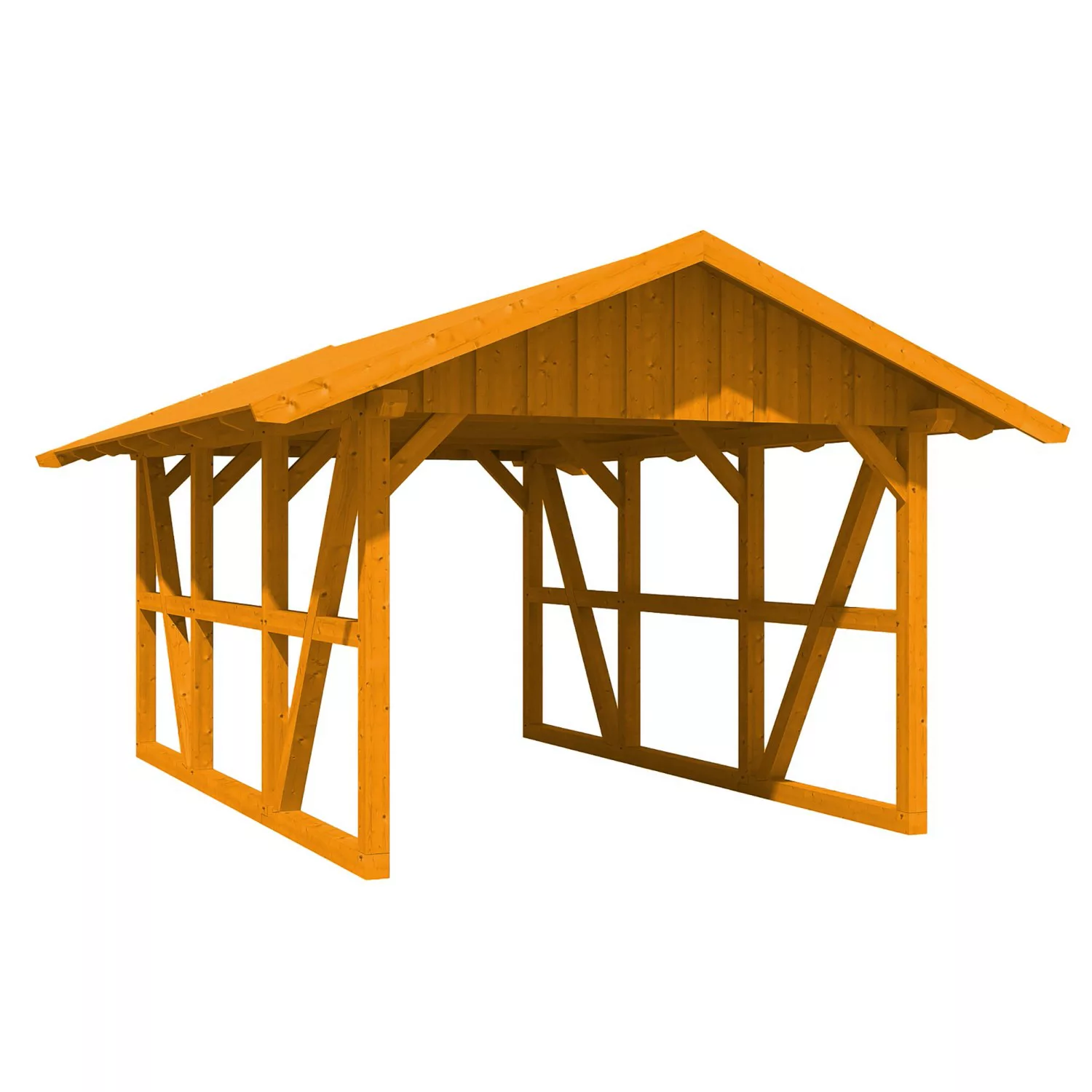 Skan Holz Carport Schwarzwald mit Dachschalung 424 x 600 cm Eiche günstig online kaufen