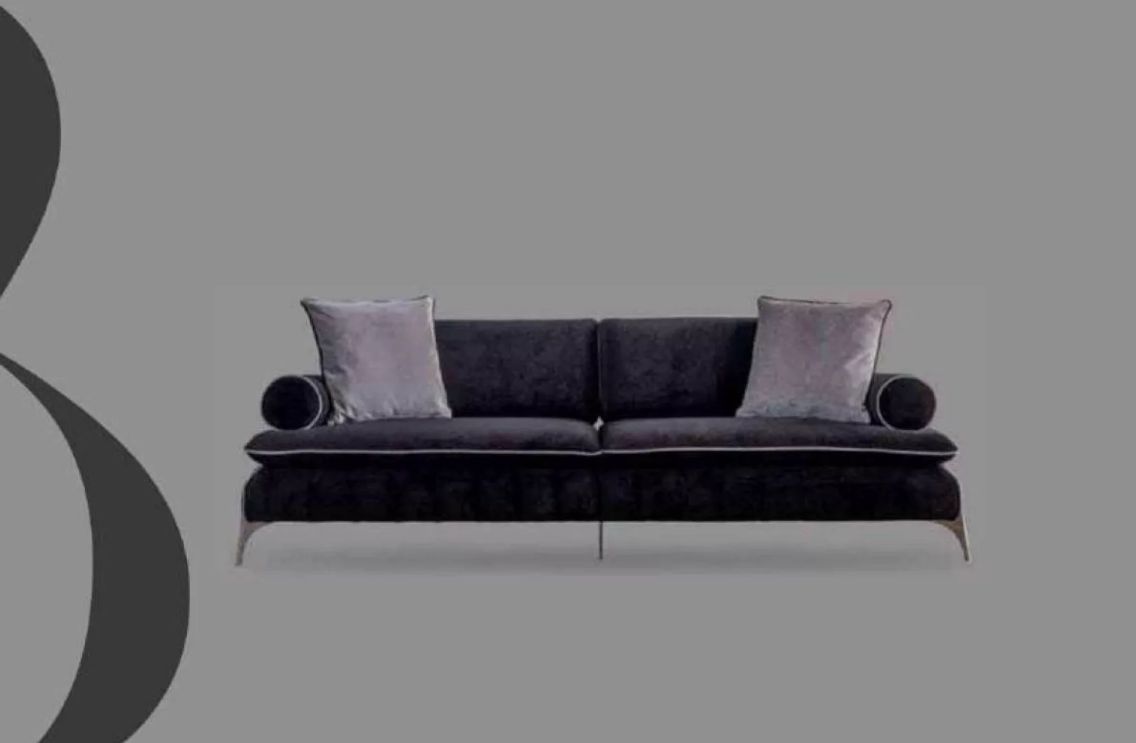 Xlmoebel Sofa Vier-Sitzer-Sofa aus schwarzem Stoff für luxuriöses und moder günstig online kaufen