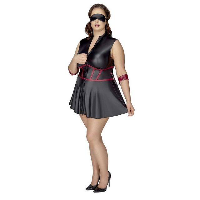 Cottelli Bondage Minikleid Mini Kleid schwarz-rot sexy XXL (1-tlg) günstig online kaufen