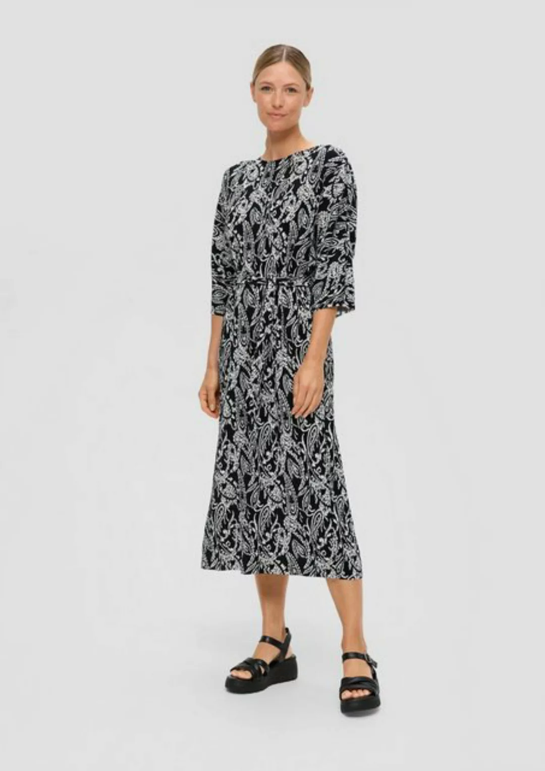 s.Oliver Maxikleid Midi-Kleid mit Plisseefalten günstig online kaufen