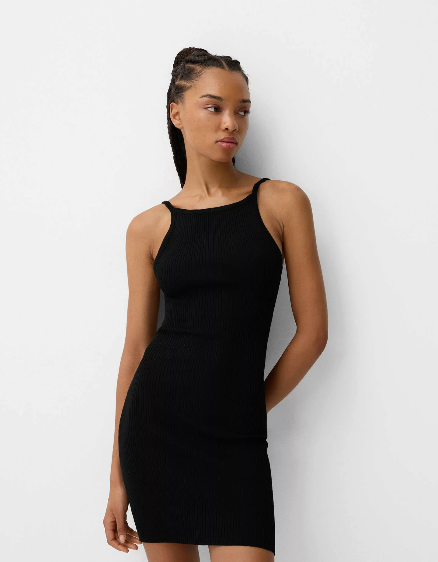 Bershka Minikleid Mit Bändern Am Rücken Damen S Schwarz günstig online kaufen