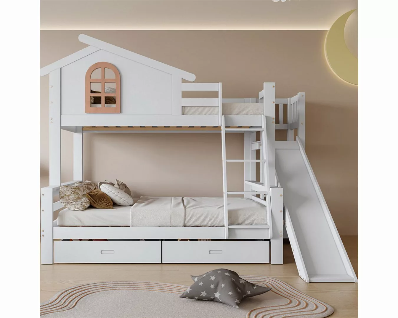 autolock Kinderbett Etagenbett,Kinder und Mutterbett mit Rutsche,mit zwei S günstig online kaufen
