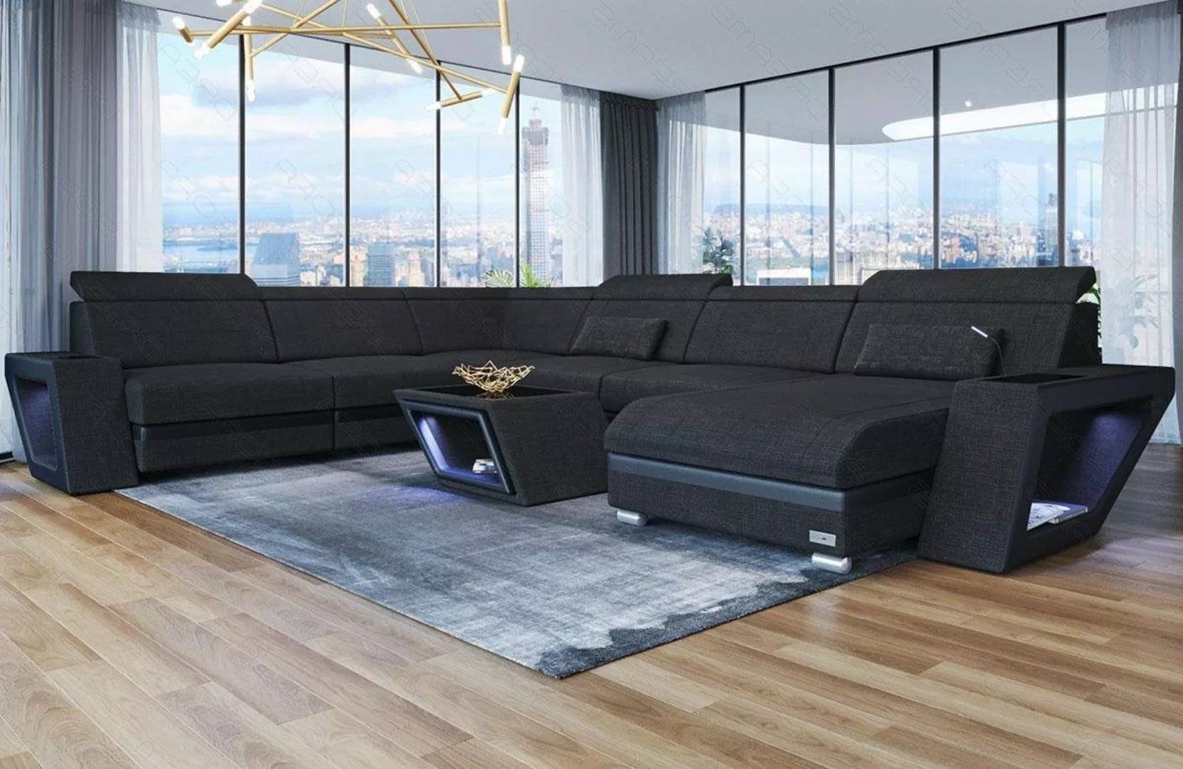 Sofa Dreams Wohnlandschaft Polstersofa Stoff Couch Catania XXL U Form Stoff günstig online kaufen