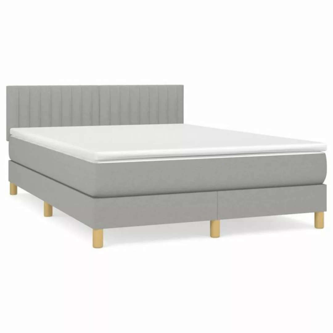 vidaXL Boxspringbett Boxspringbett mit Matratze Hellgrau 140x190 cm Stoff B günstig online kaufen