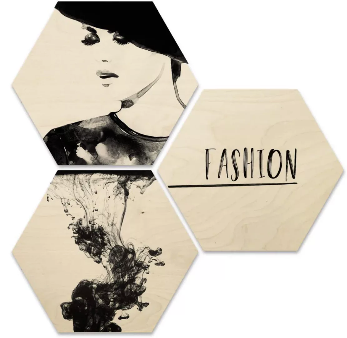 Wall-Art Holzbild "Fashion Collage Holzbild Set", (1 St.), Glasposter moder günstig online kaufen
