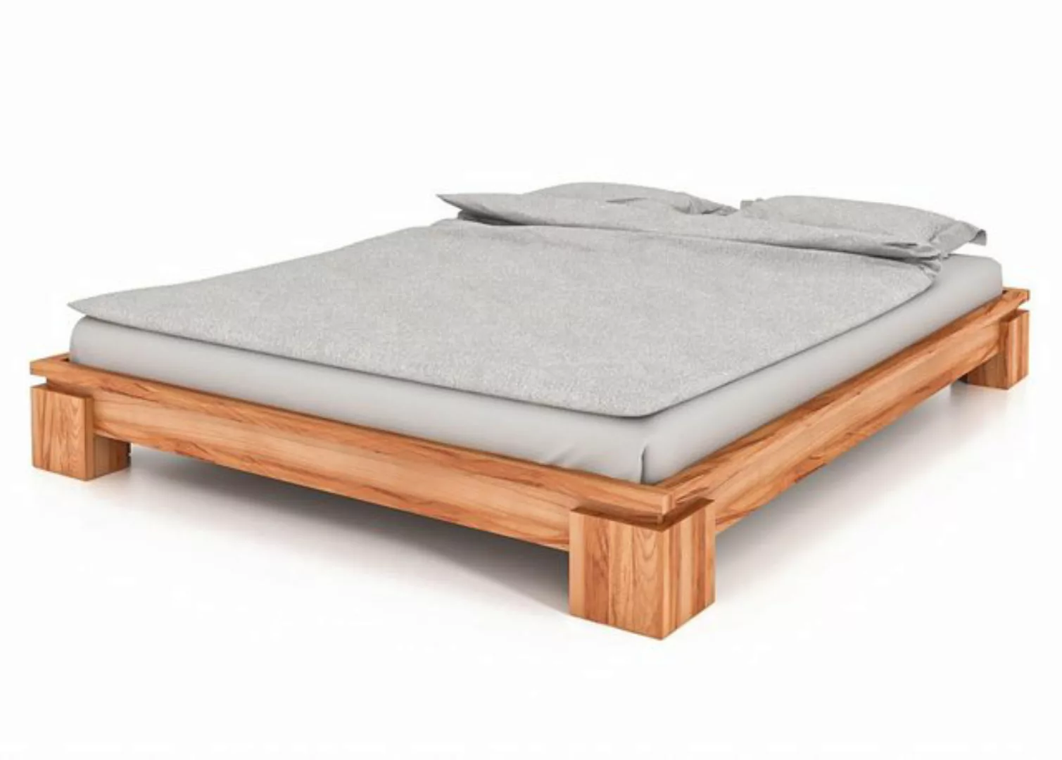 Natur24 Einzelbett Bett Tinci 3 niedrige Höhe 140x220 Kernbuche massiv ohne günstig online kaufen