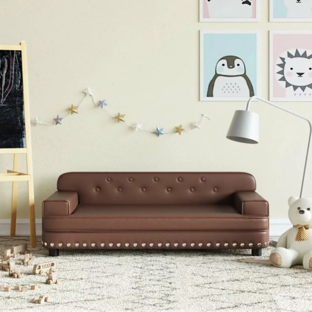 vidaXL Kindersofa Kindersofa Braun 90x53x30 cm Kunstleder Kindercouch Kinde günstig online kaufen