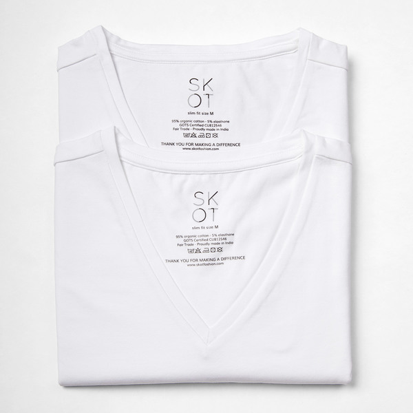 Nachhaltige T-shirt 2-pack / Herren / V-neck / Weiß Oder Schwarz günstig online kaufen