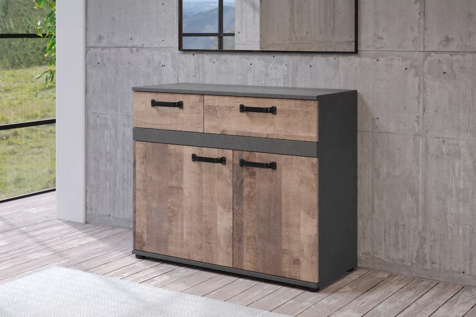 trendteam Kommode "Stripe", Rustikales Sideboard mit 2 Schubladen - (B/T/H) günstig online kaufen