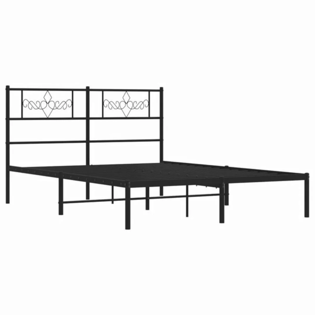 vidaXL Bettgestell Bettrahmen mit Kopfteil Metall Weiß 140x200 cm Bett Bett günstig online kaufen