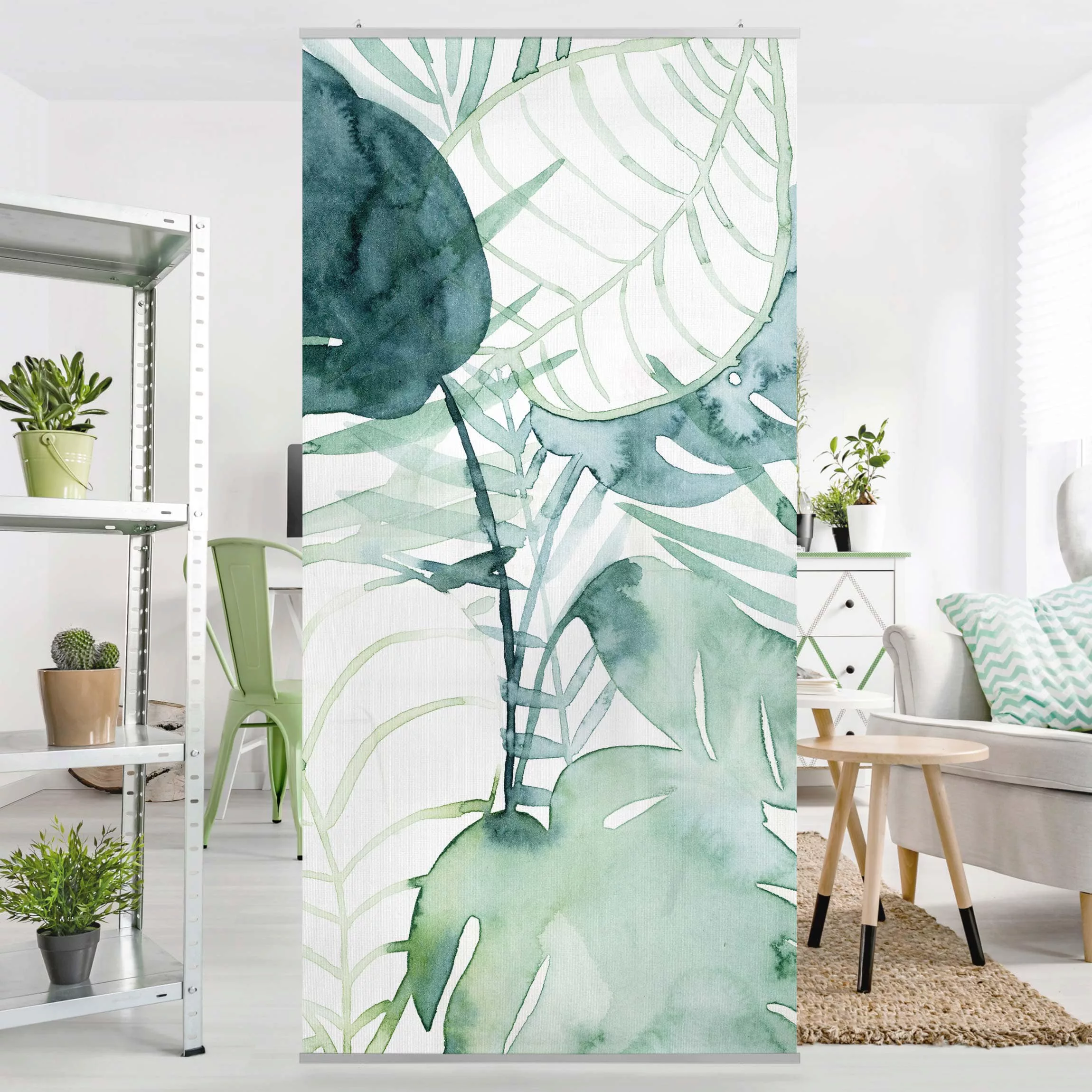 Raumteiler Botanik & Tropical Palmwedel in Wasserfarbe II günstig online kaufen
