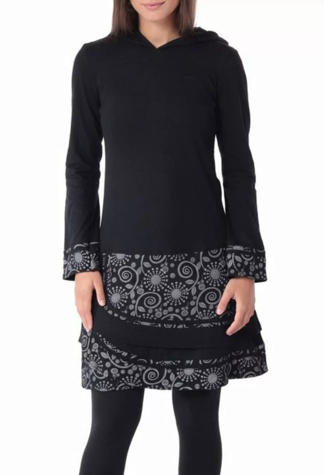 PUREWONDER Sweatkleid Langärmliges Kleid mit Zipfelkapuze im Patchwork-Stil günstig online kaufen