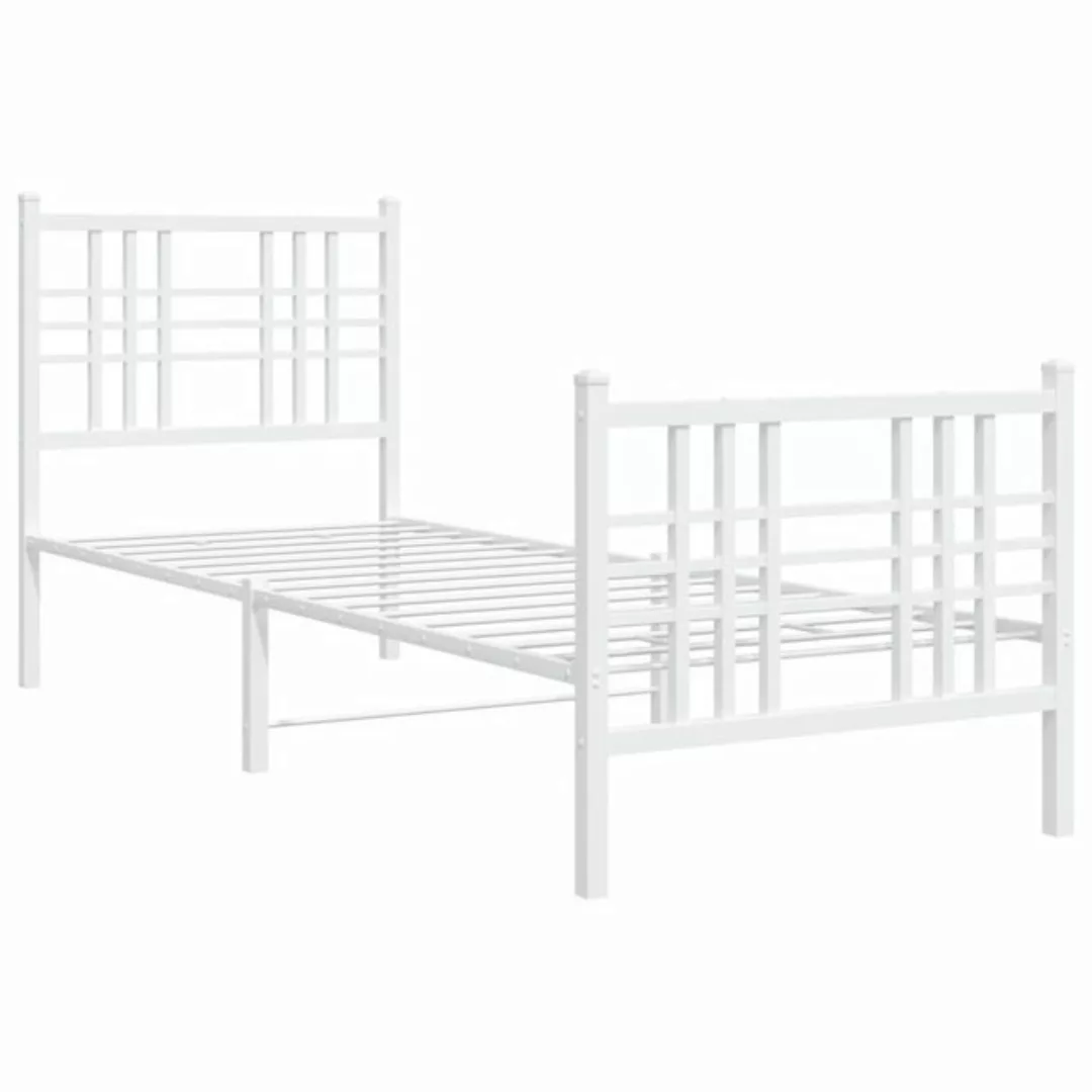 vidaXL Bett Bettgestell mit Kopf- und Fußteil Metall Weiß 75x190 cm günstig online kaufen