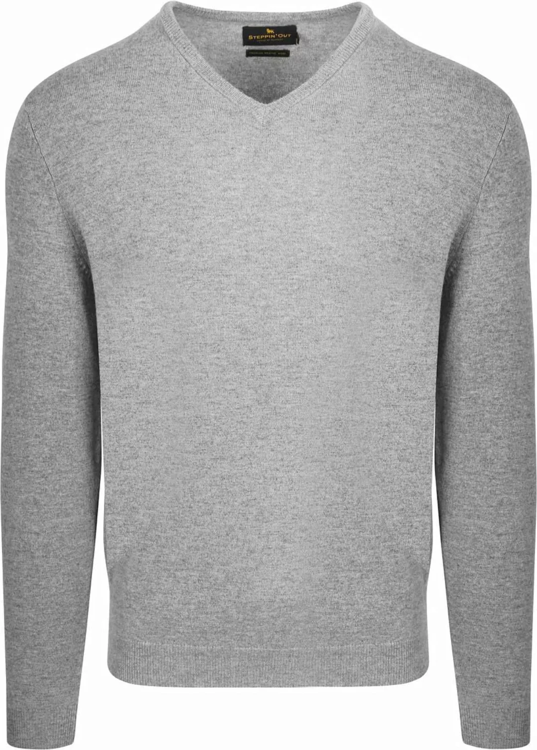 Steppin' Out Pullover V-Ausschnitt Merinowolle Mid Grau - Größe XXL günstig online kaufen