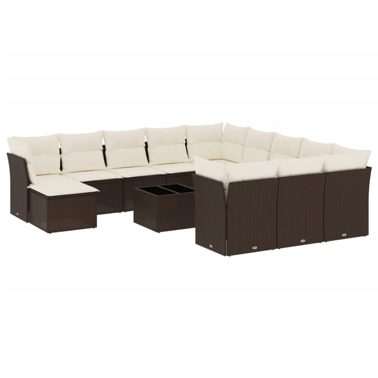 vidaXL 13-Tlg Garten-Sofagarnitur mit Kissen Braun Poly Rattan 3250482 günstig online kaufen