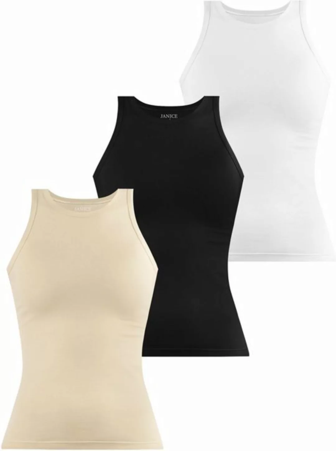 Janice Tanktop 3 x Damen Top hochgeschlossen Nauta Trägetop aus Baumwolle günstig online kaufen