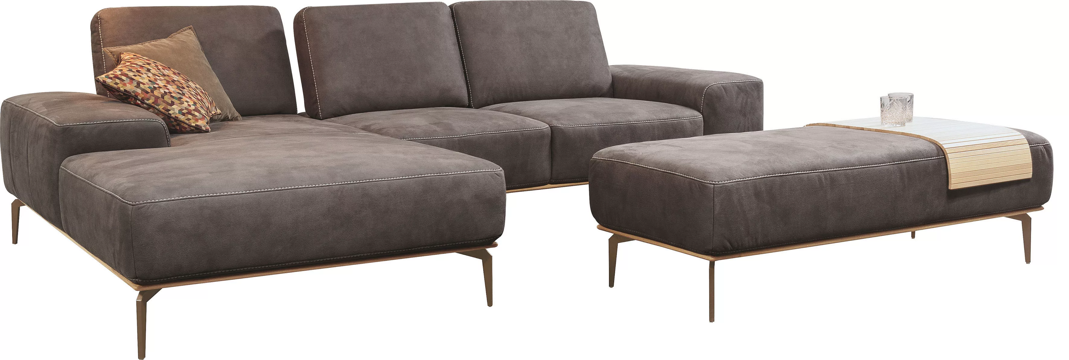 W.SCHILLIG Ecksofa run, mit Holzsockel, Füße in Bronze pulverbeschichtet, B günstig online kaufen