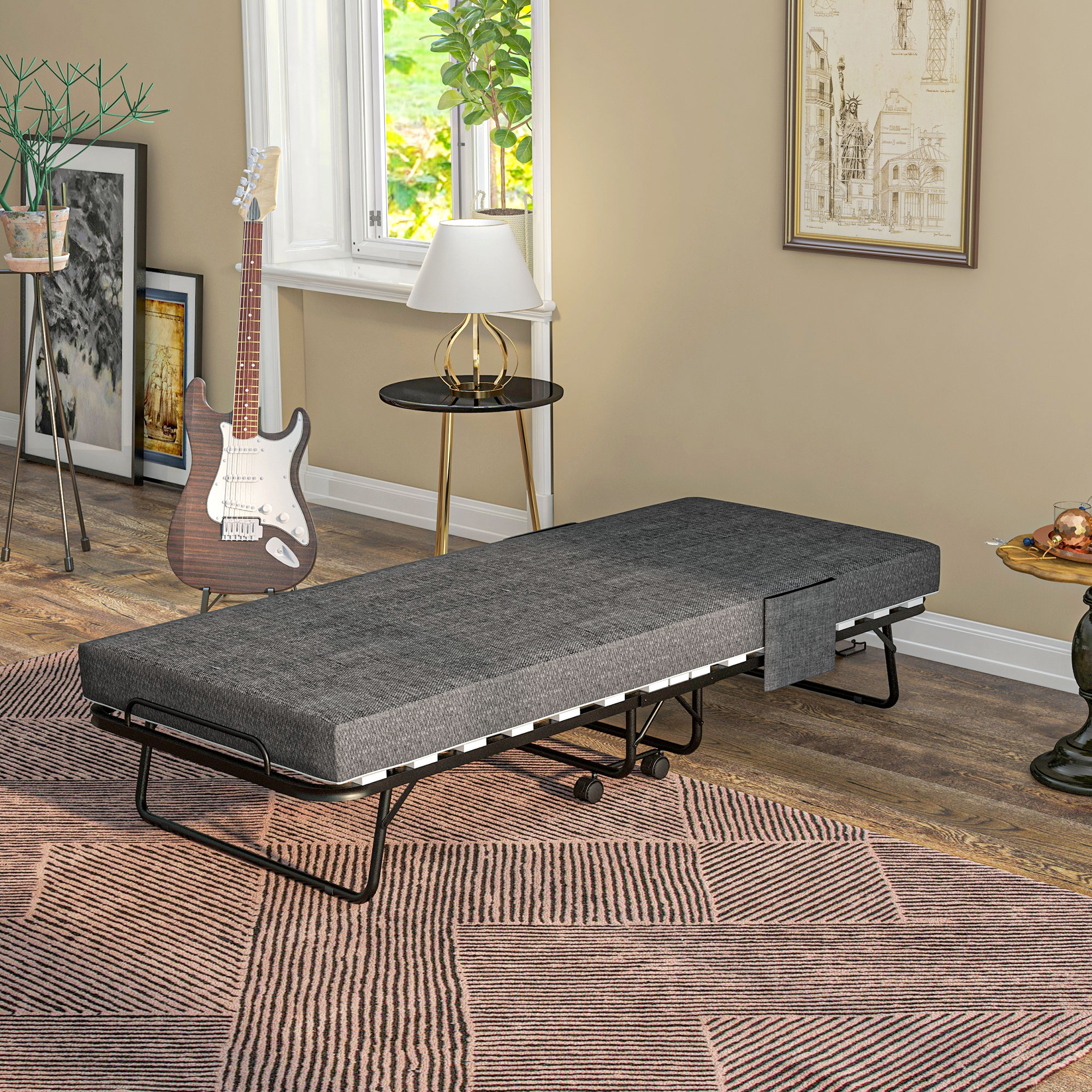 HOMCOM Klappbett Gästebett mit Rollen 190x80 cm, 10 cm Matratze, Abdeckung günstig online kaufen
