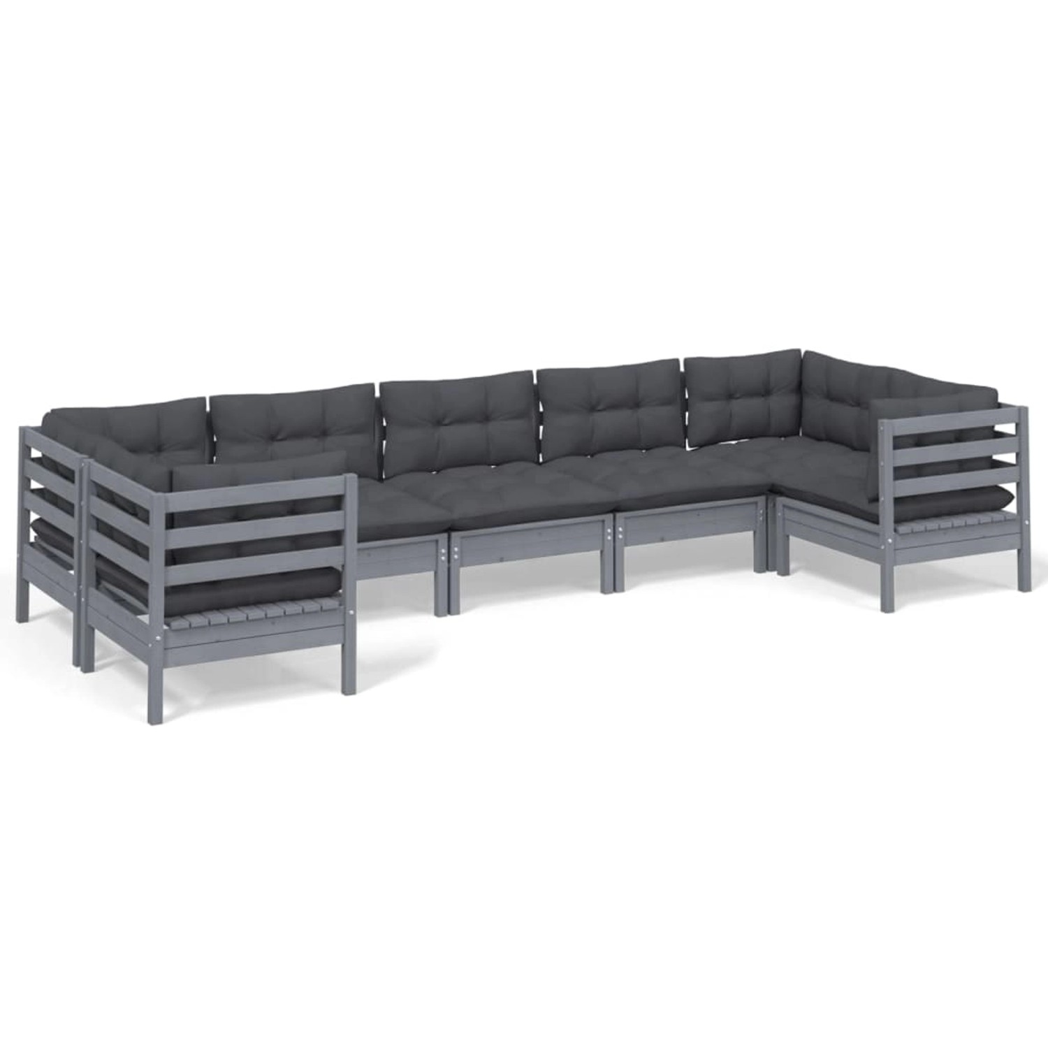 vidaXL 7-tlg Garten-Lounge-Set mit Kissen Grau Kiefernholz Modell 8 günstig online kaufen