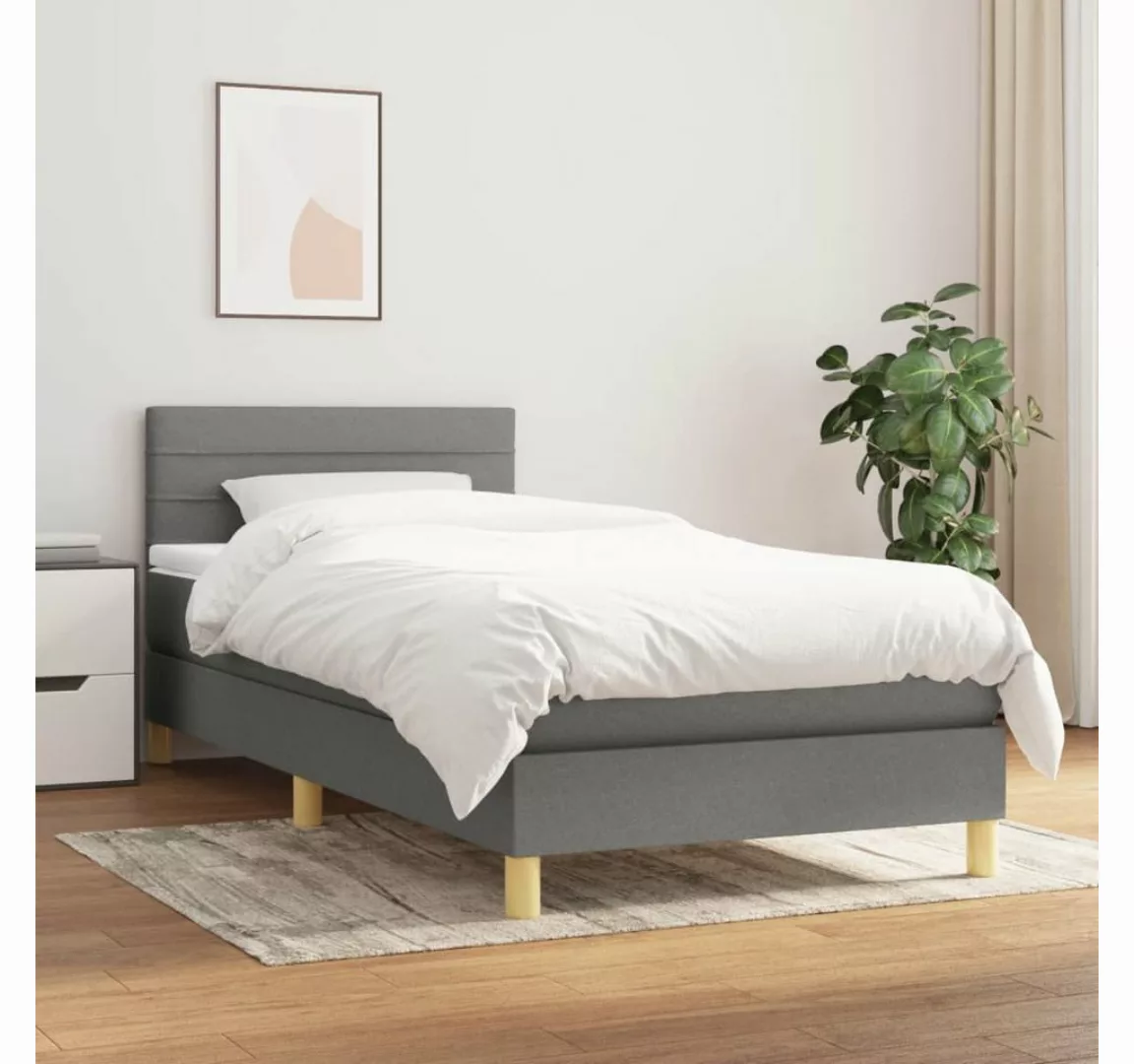 vidaXL Boxspringbett Boxspringbett mit Matratze Dunkelgrau 90x200 cm Stoff günstig online kaufen