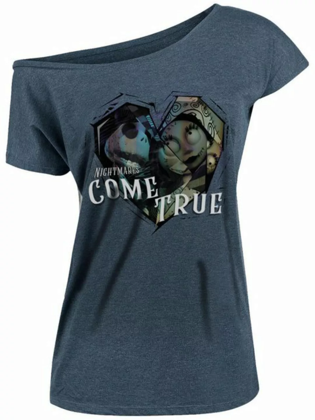 The Nightmare Before Christmas Come True Damen Loose-Shirt blau meliert günstig online kaufen