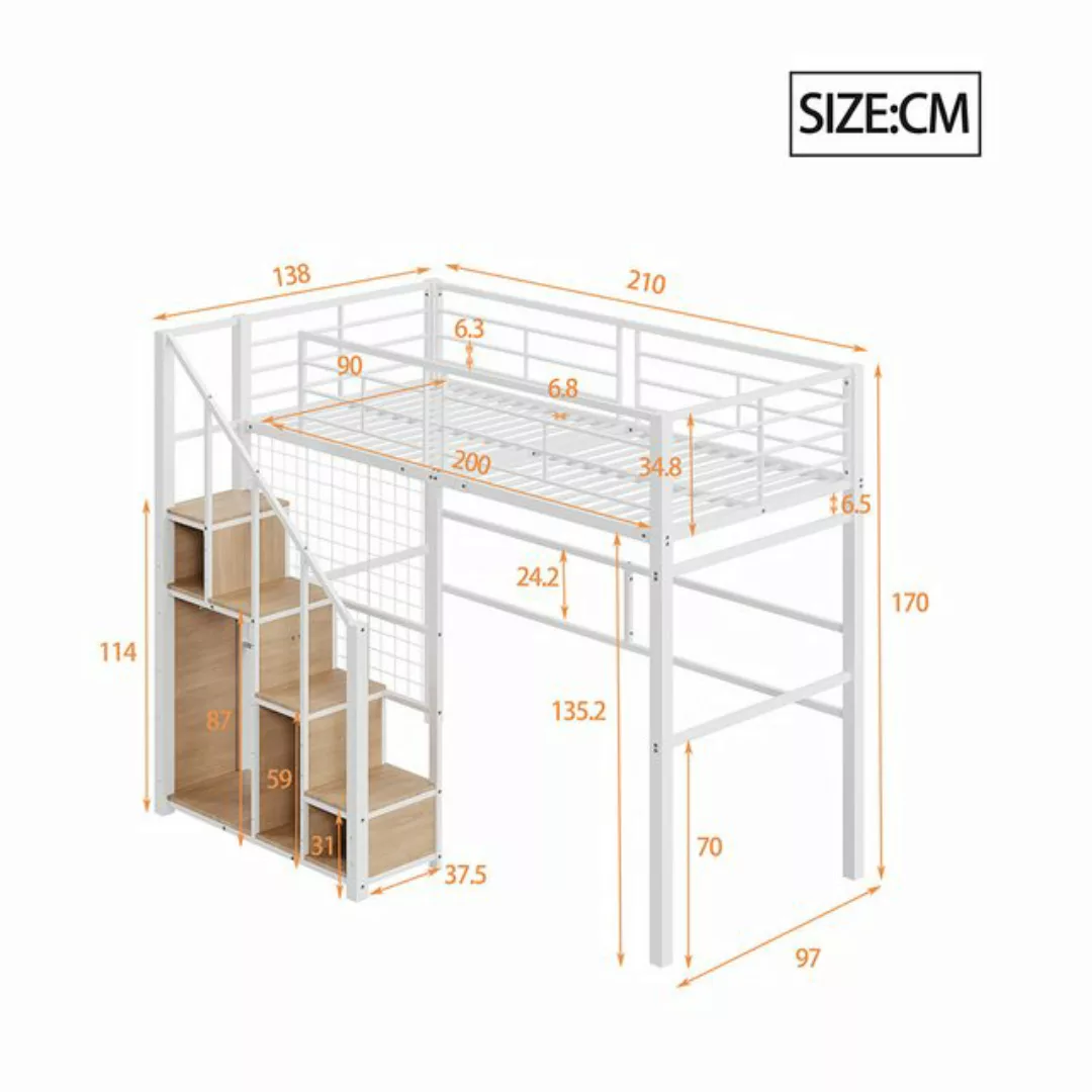 Sweiko Kinderbett Hochbett,Jugendbett,Einzelbett (mit Sicherheitsleiter, mi günstig online kaufen