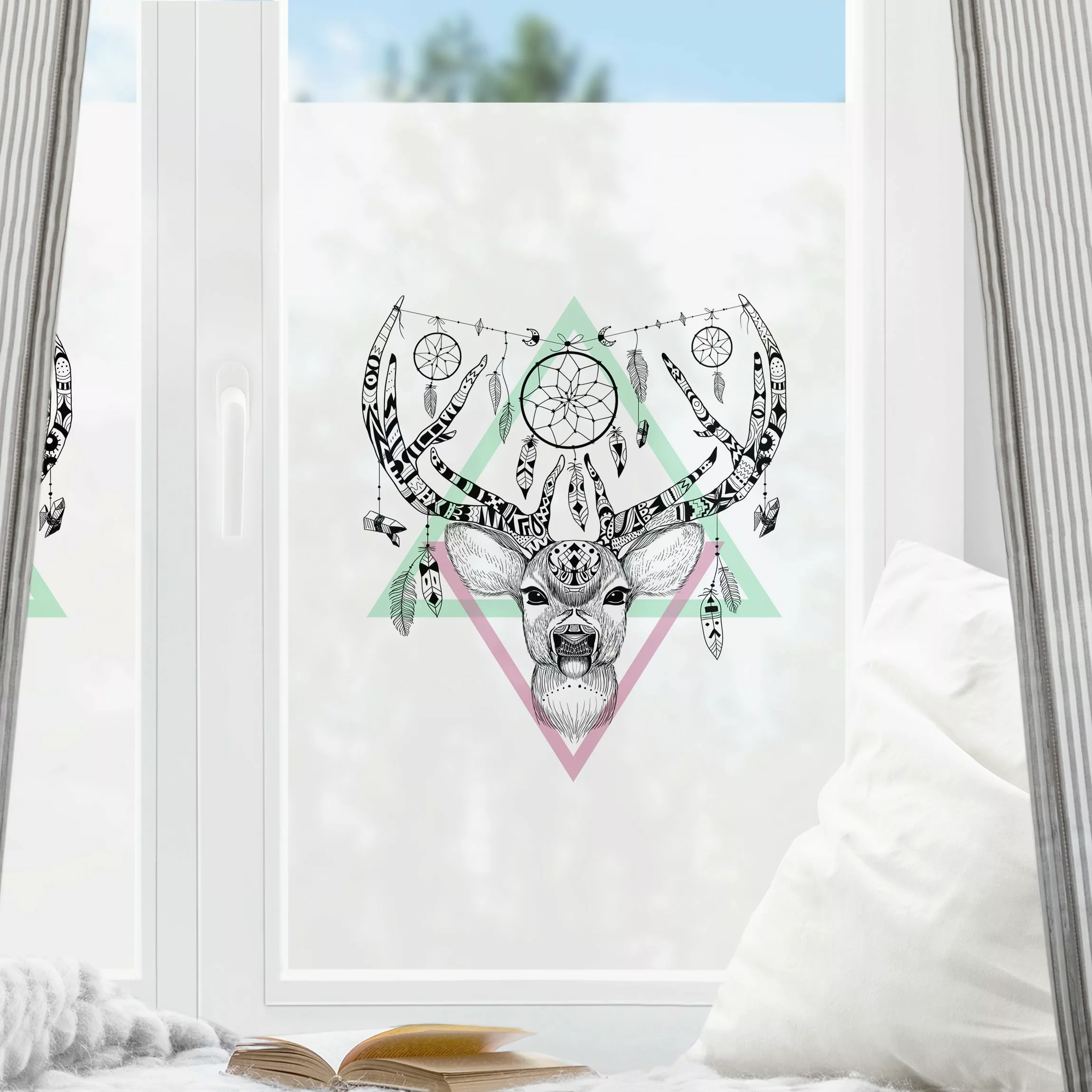 Fensterfolie Boho Rentier mit Traumfänger günstig online kaufen