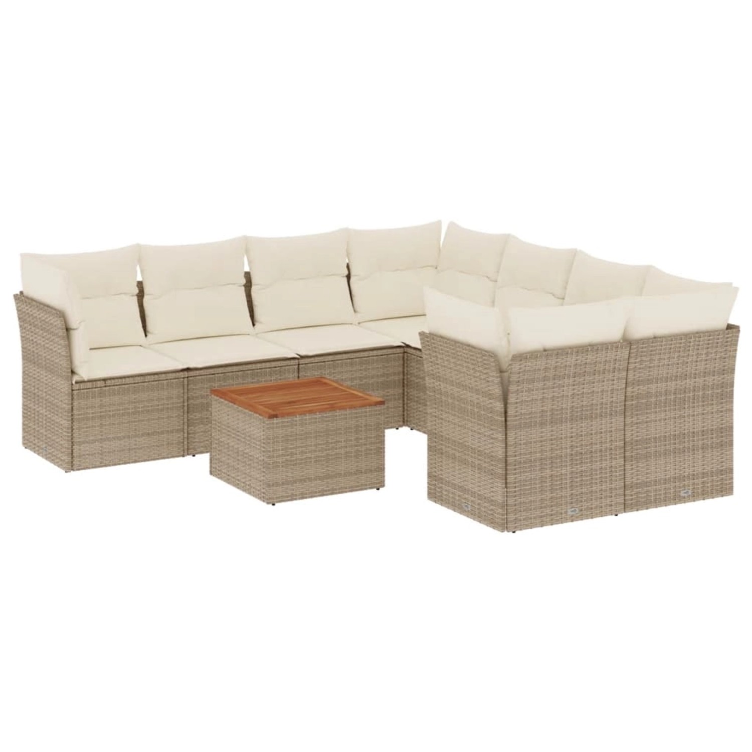 vidaXL 9-Tlg Garten-Sofagarnitur mit Kissen Beige Poly Rattan 3223531 günstig online kaufen