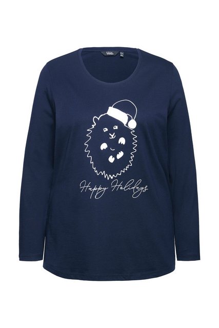 Ulla Popken Longsleeve Weihnachtsshirt Classic Rundhals Langarm günstig online kaufen