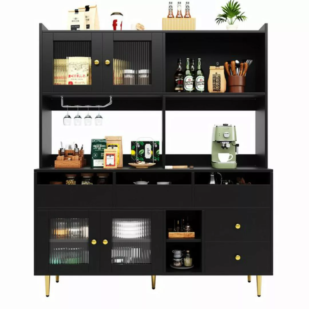 REDOM Hochschrank mit Glastür (Highboard,Vitrine,Barschrank, 1-St., mit Wei günstig online kaufen