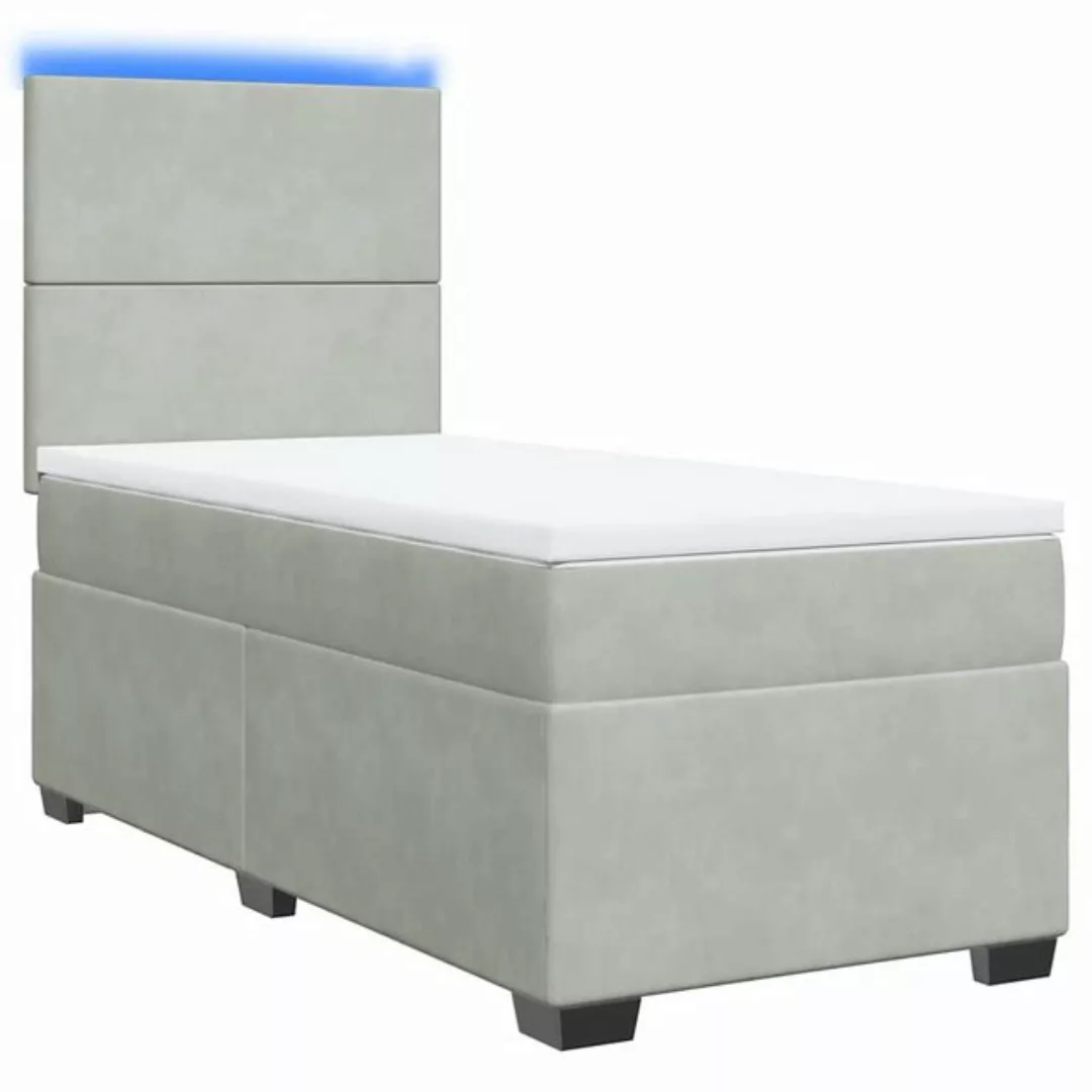 vidaXL Boxspringbett, Boxspringbett mit Matratze Hellgrau 80x200 cm Samt günstig online kaufen