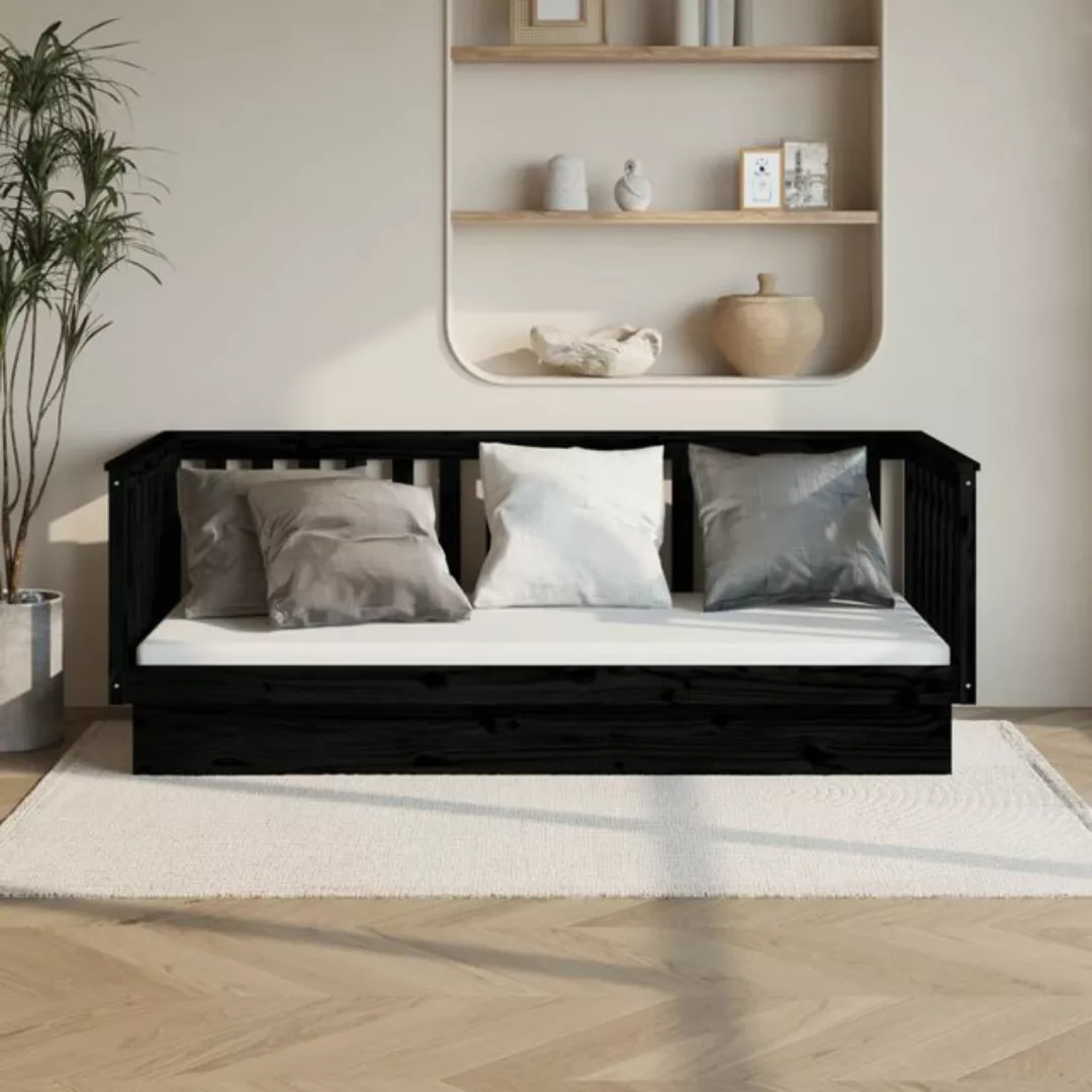 vidaXL Gästebett Gästebett Tagesbett Schwarz 80x200 cm Massivholz Kiefer Be günstig online kaufen