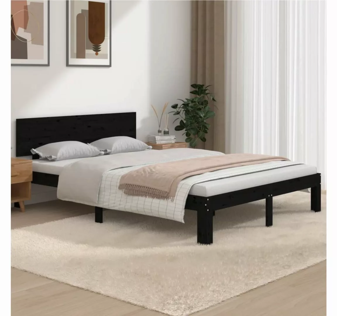 furnicato Bett Massivholzbett Schwarz 150x200 cm günstig online kaufen