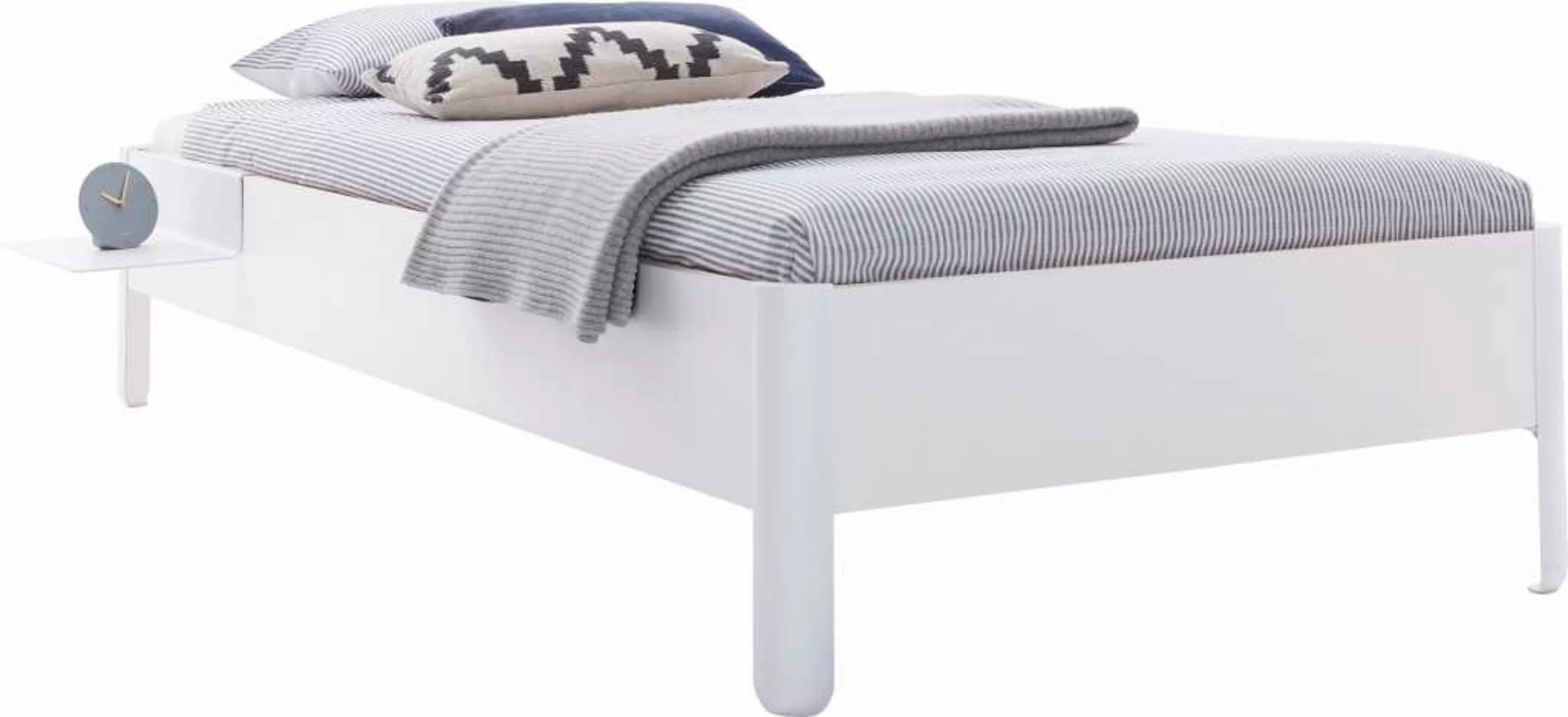 NAIT Einzelbett farbig lackiert 90 x 210cm Ohne Kopfteil Winterweiß günstig online kaufen