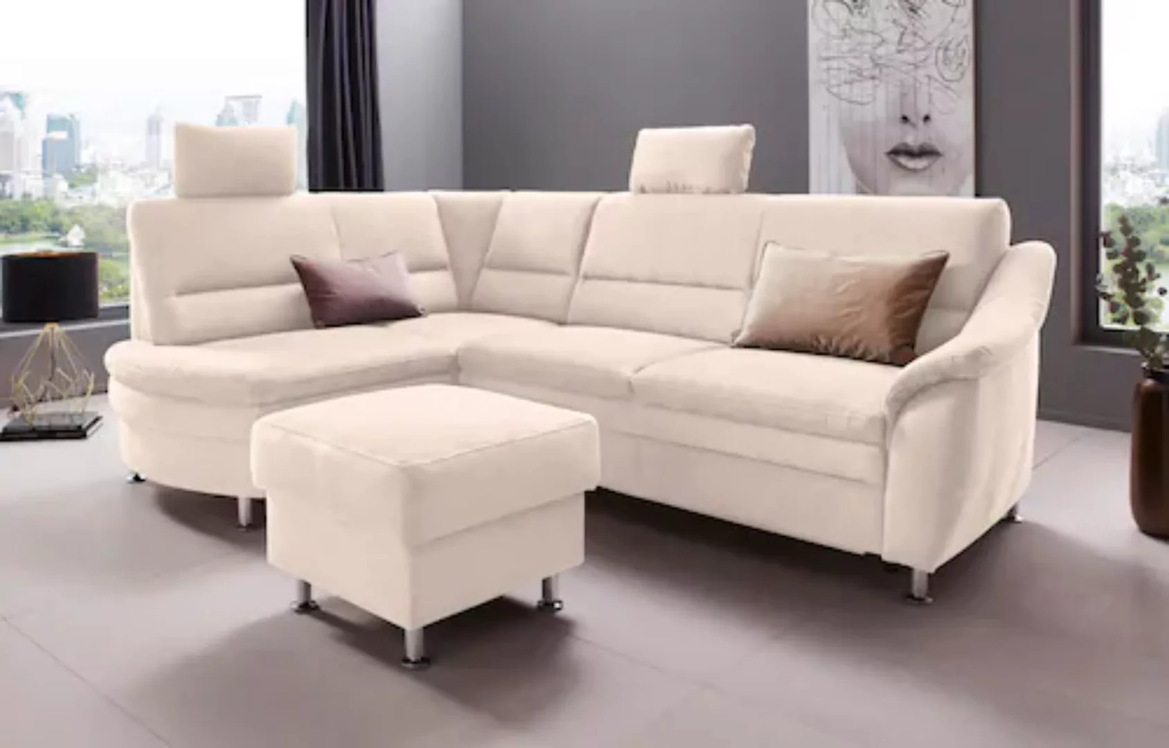 Places of Style Ecksofa »Cardoso L-Form«, Federkern, wahlweise mit Bett, Sc günstig online kaufen