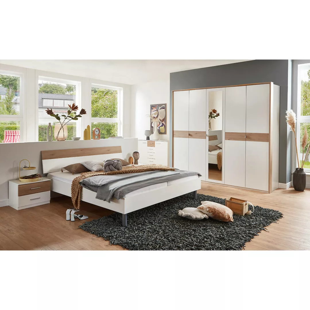 Schlafzimmer Komplett Set 5-teilig BRADFORD-43 Kommode 130 cm breit, weiß m günstig online kaufen