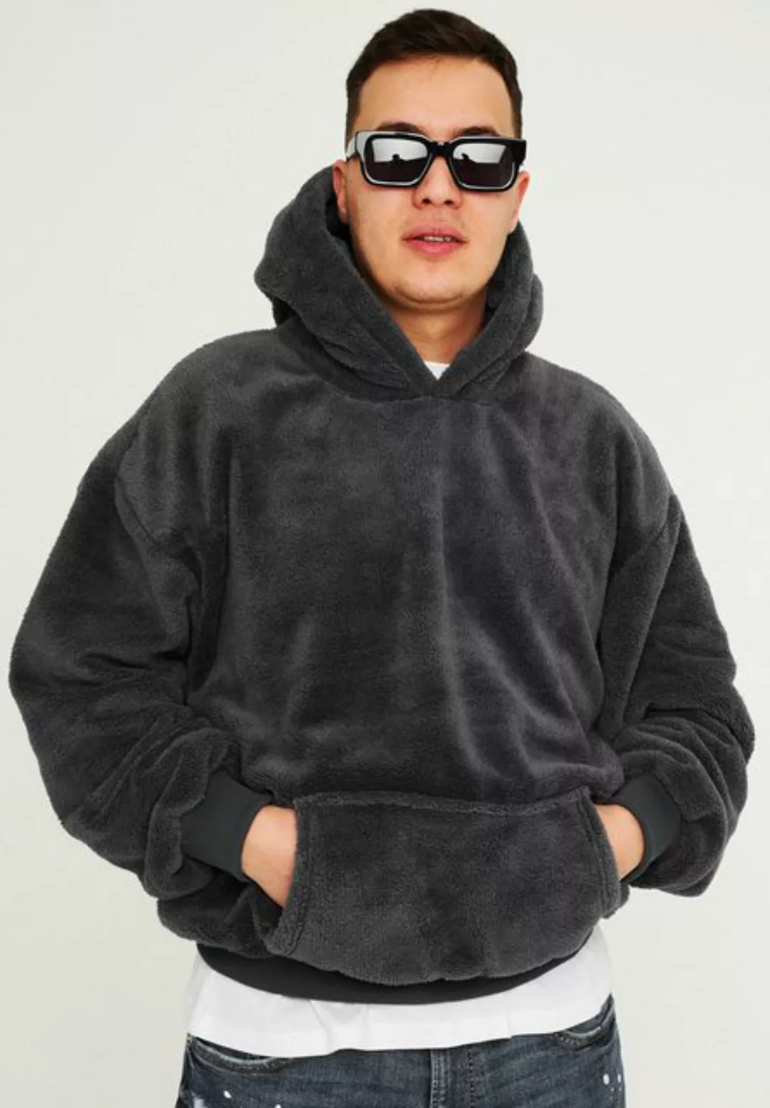 SOULSTAR Hoodie S2KELME Herren Oversize Kapuzenpullover Sweatshirt im Teddy günstig online kaufen