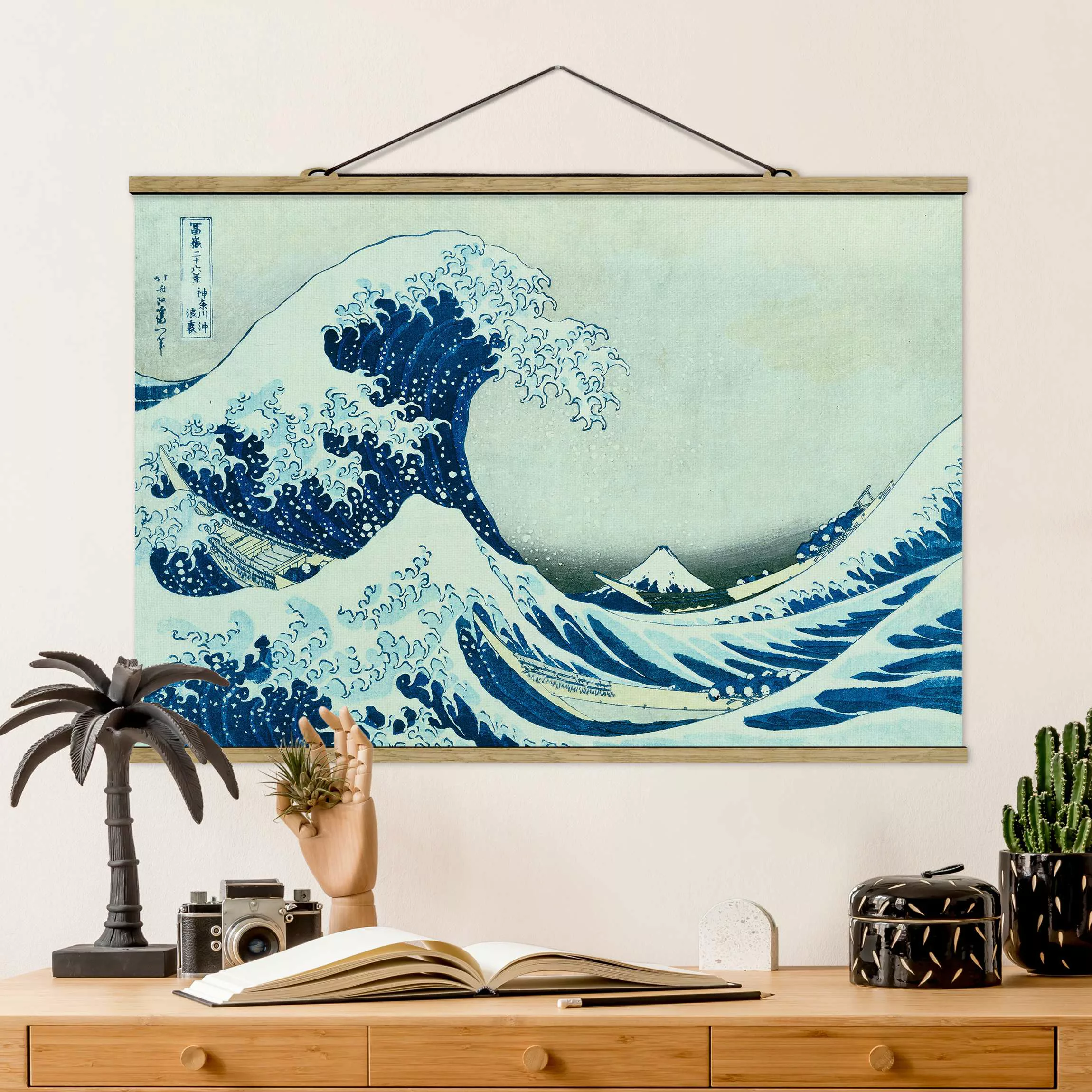 Stoffbild Strand mit Posterleisten - Querformat Katsushika Hokusai - Die gr günstig online kaufen