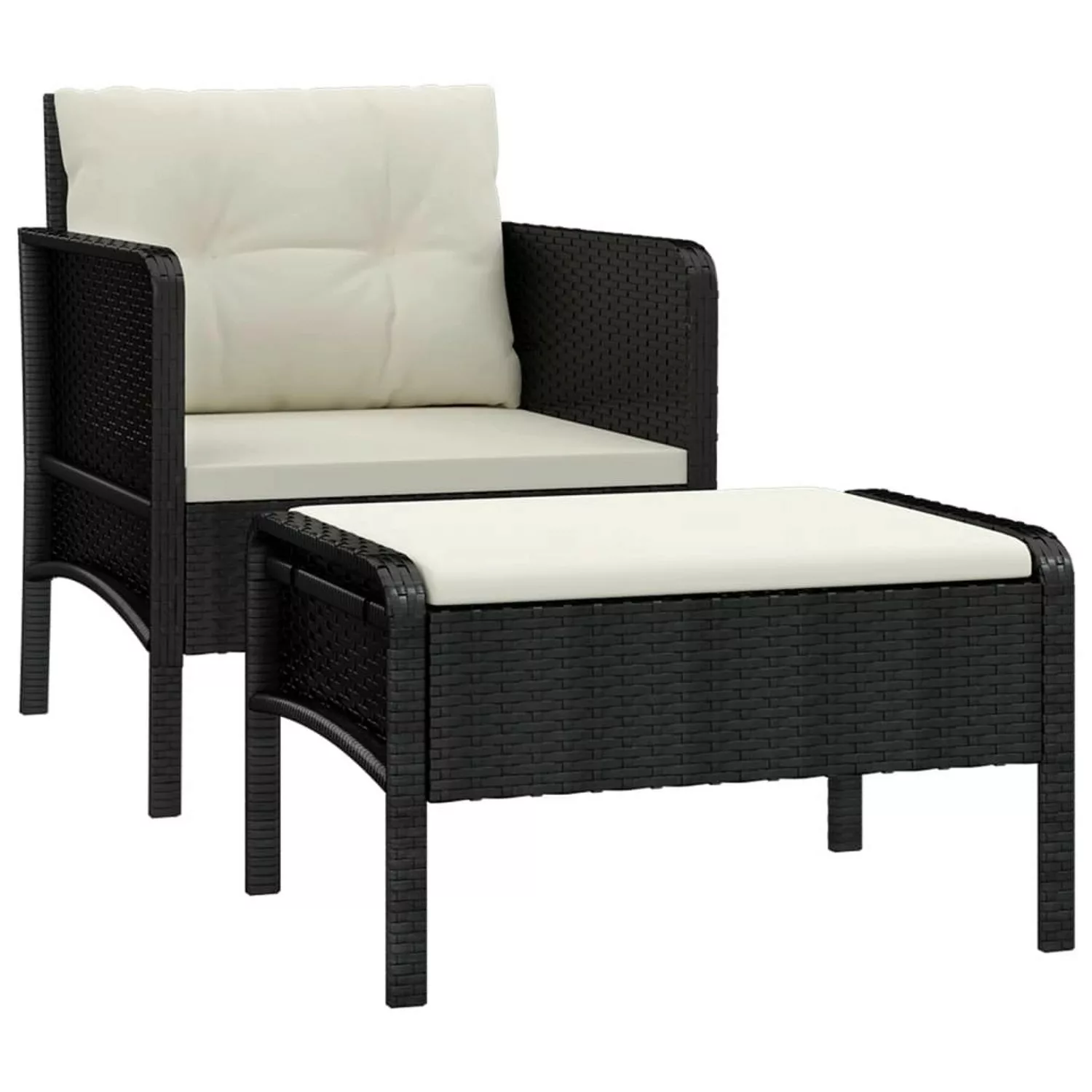 vidaXL 2-tlg Garten-Lounge-Set mit Kissen Schwarz Poly Rattan Modell 1 günstig online kaufen