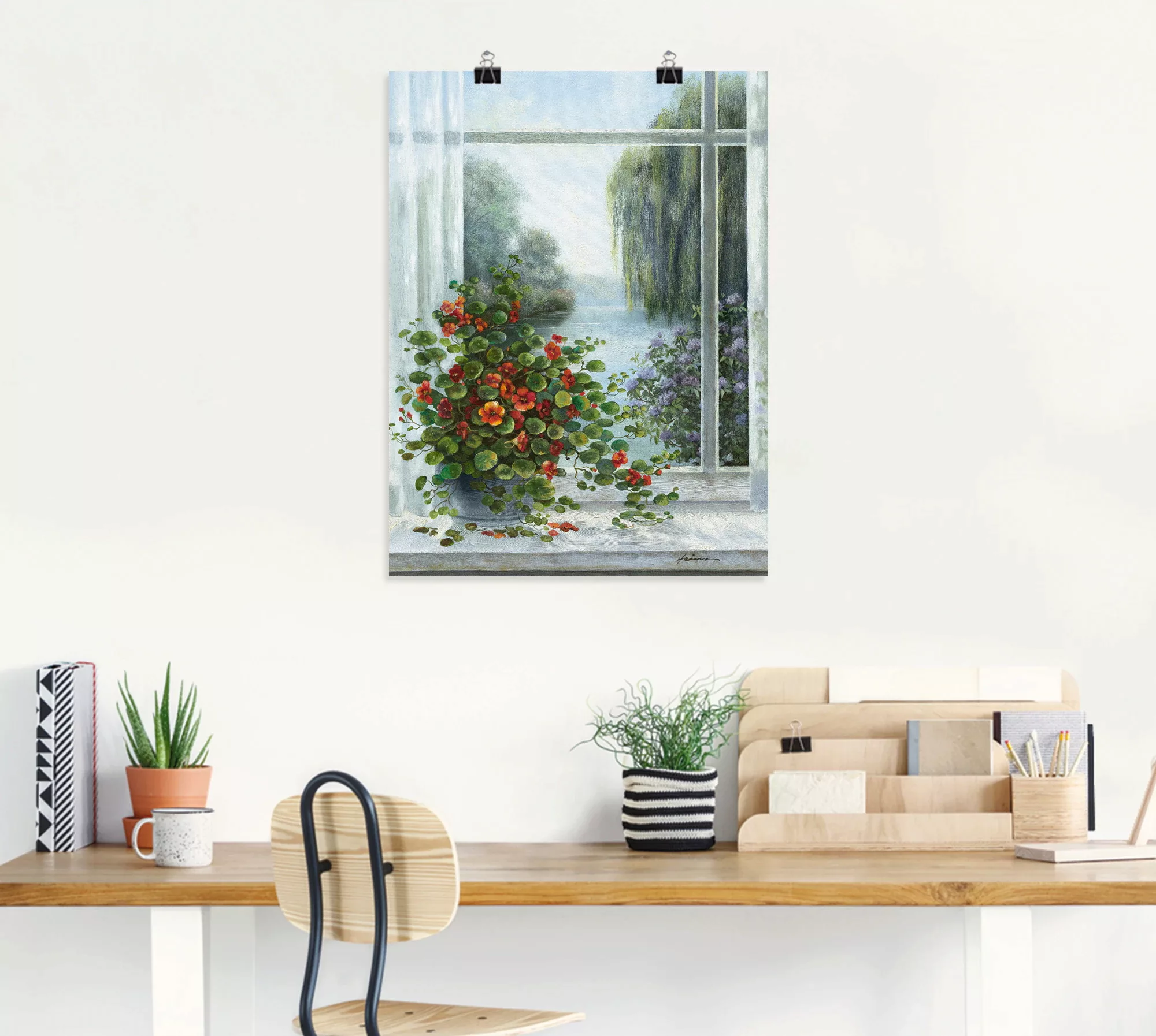 Artland Wandbild »Kapuzinerkresse am Fenster«, Arrangements, (1 St.), als L günstig online kaufen