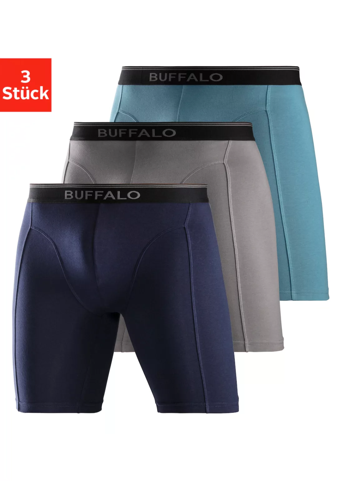 Buffalo Boxer, (Packung, 3 St.), in langer Form ideal auch für Sport und Tr günstig online kaufen