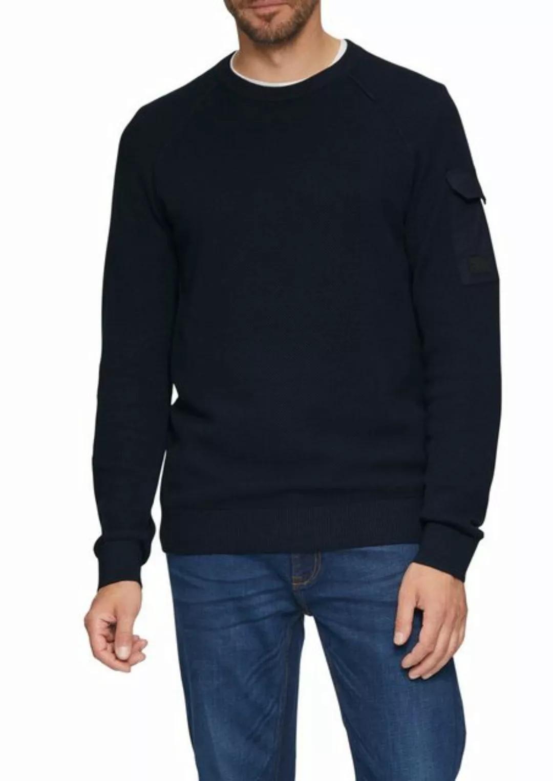 s.Oliver Strickpullover mit aufgesetzter Tasche am Arm günstig online kaufen