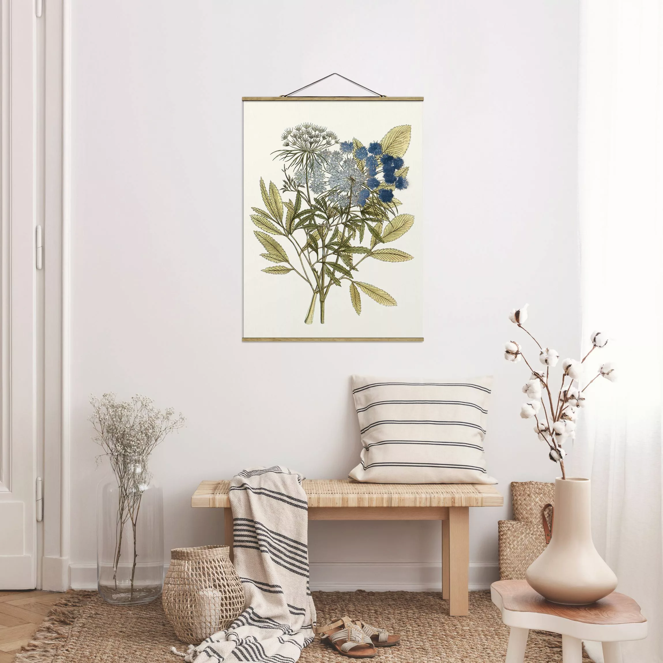 Stoffbild Blumen mit Posterleisten - Hochformat Wildkräuter Schautafel I günstig online kaufen