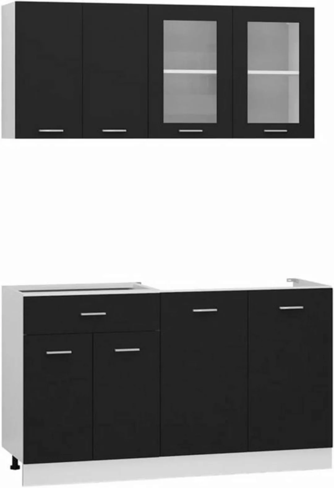 DOTMALL Schranksystem 4-teiliges Küchenschrank-Set aus schwarzem Holzwerkst günstig online kaufen