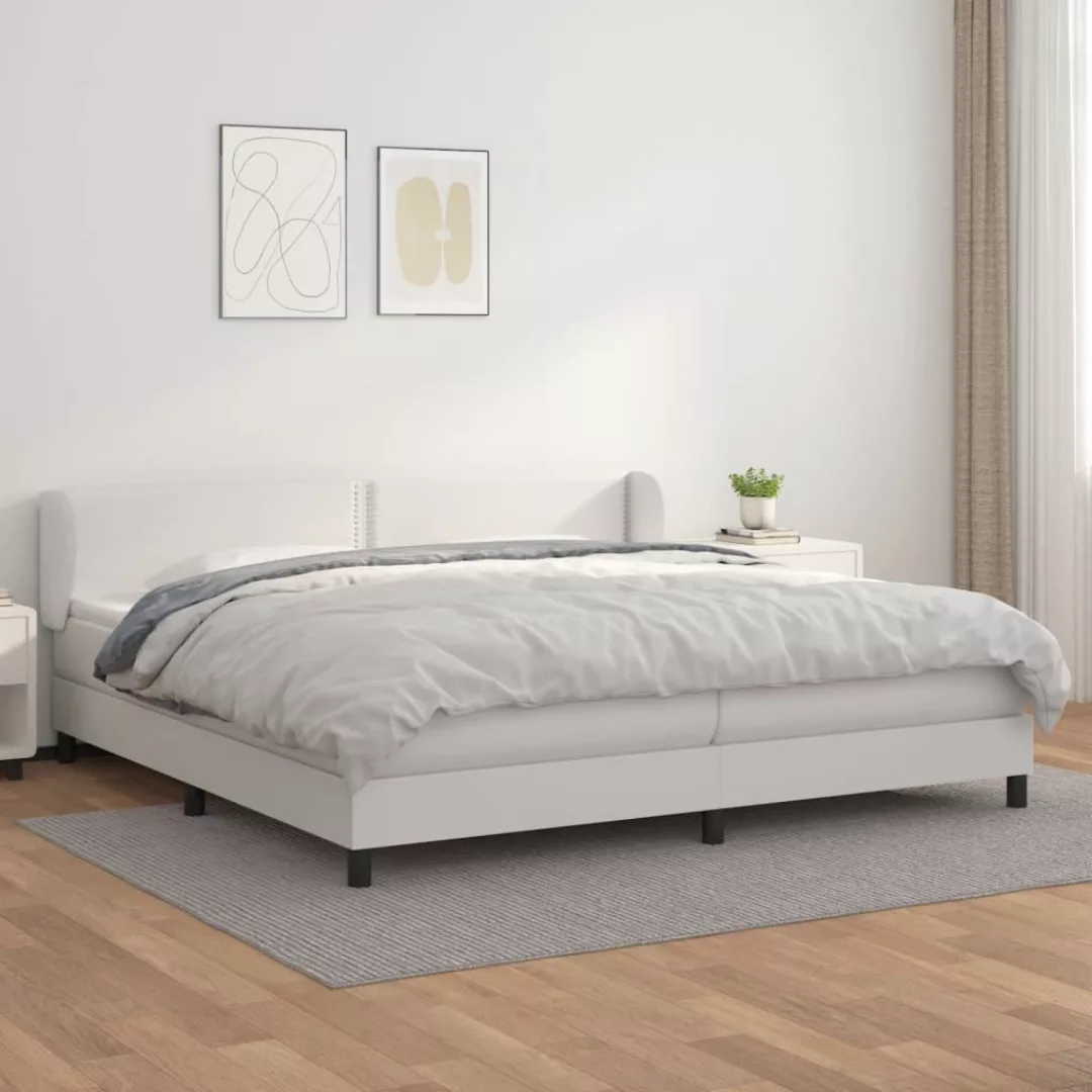 Vidaxl Boxspringbett Mit Matratze Weiß 200x200 Cm Kunstleder günstig online kaufen